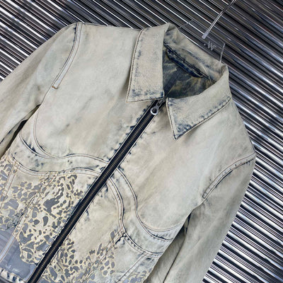 Chaqueta Denim Patchwork con Malla Quemada y Cierre Desteñido - Image 12