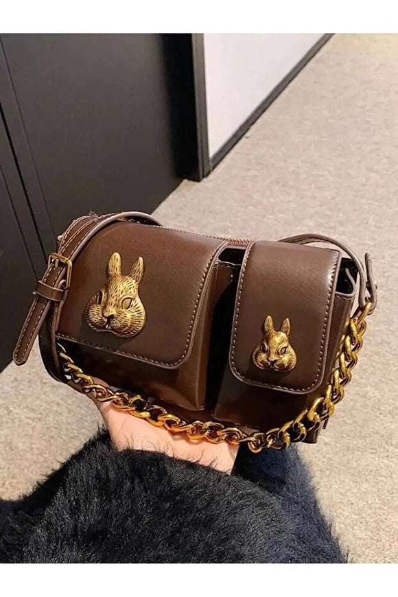 Bolso Baguette para Mujer con Diseño de Ardilla - Bolsa de Hombro Elegante
