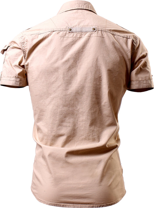 Camisa Casual Monocromática de Manga Corta para Hombre - Image 3