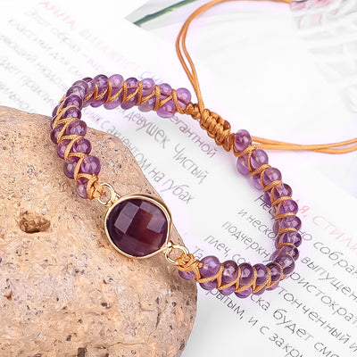 Pulsera Tejida a Mano con Amatista Facetada - Image 3