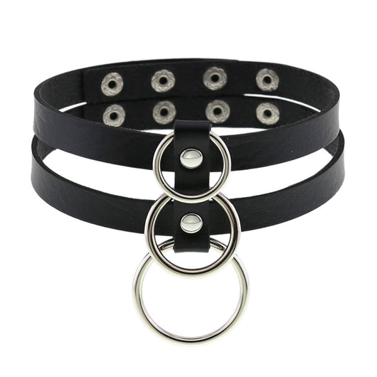 Choker de Cuero Negro Ajustable con Encaje - Image 23