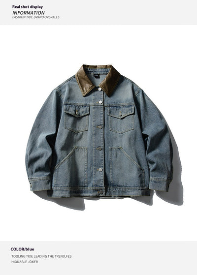 Chaqueta Denim Retro con Bolsillos Múltiples y Solapas en Contraste para Mujer - Image 16