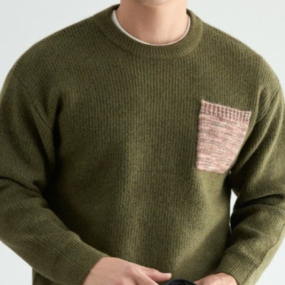 Suéter Tejido Grueso Cuello Redondo para Hombre - Image 4