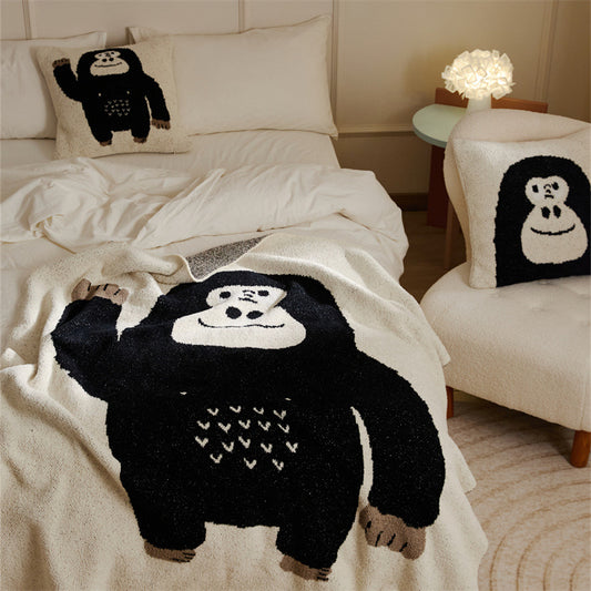 Manta de Terciopelo Nórdica Tejida con Funda de Almohada - Estilo Instagram