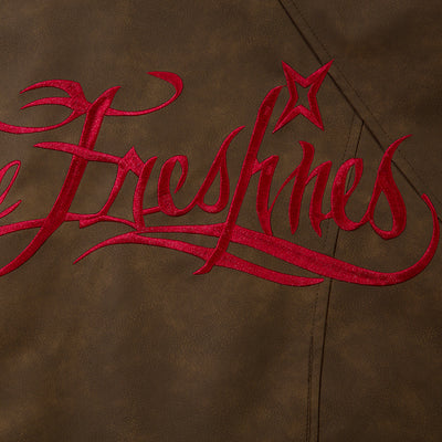Chaqueta de Cuero Suelta con Bordado Gótico - Image 3
