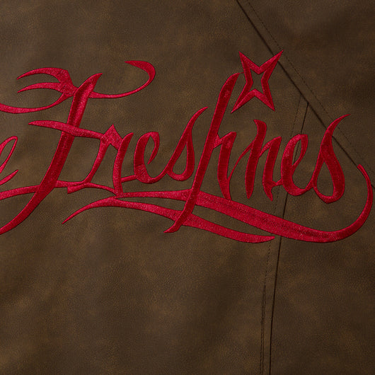 Chaqueta de Cuero Suelta con Bordado Gótico - Image 3