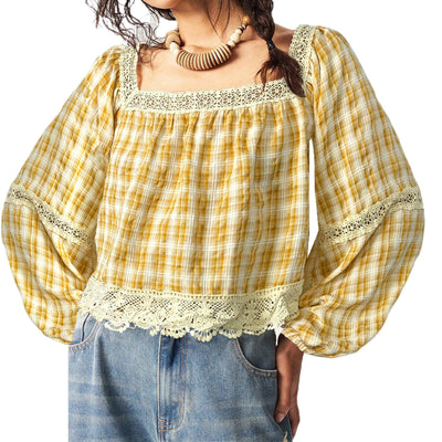 Blusa de Encaje Patchwork para Mujer - Image 6