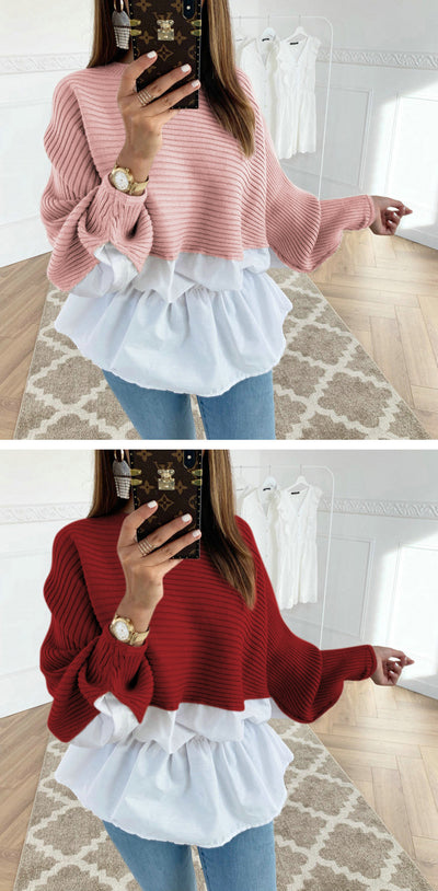 Blusa Elegante con Combinación de Colores en la Cintura y Mangas Largas - Image 5