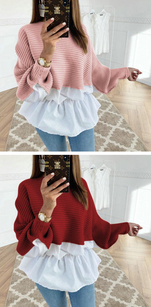 Blusa Elegante con Combinación de Colores en la Cintura y Mangas Largas - Image 5