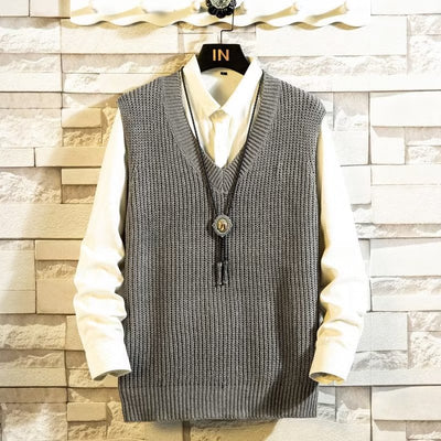 Suéter Holgado Cuello V Estilo Universitario - Image 11