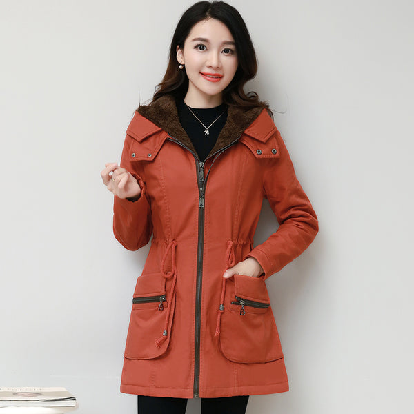 Abrigo de Algodón Polar con Capucha para Mujer - Talla Plus