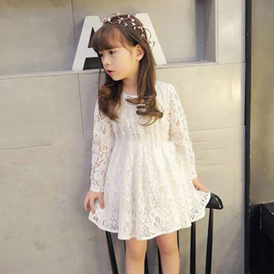 Vestido Princesa Niña Encaje Manga Larga Cuello Redondo Estilo Coreano - Image 8