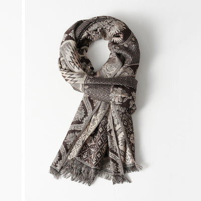 Bufanda Étnica de Algodón Jacquard para Hombre con Borlas - Cálida y Suave - Image 6