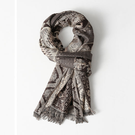 Bufanda Étnica de Algodón Jacquard para Hombre con Borlas - Cálida y Suave - Image 6