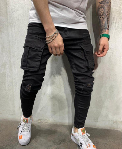 Pantalones Skinny Rotos con Múltiples Bolsillos y Tela Elastizada - Image 12