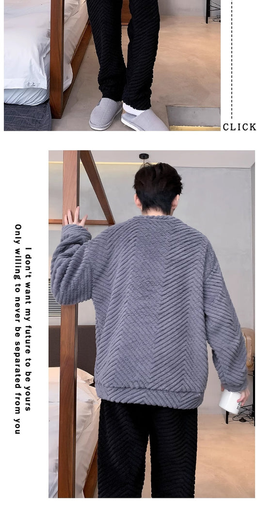 Pijama Térmico de Terciopelo Coral para Hombre - Abrigo Invierno - Image 22