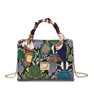 Bolso Pañuelo de Seda con Estampado Serpiente Multicolor - Image 4