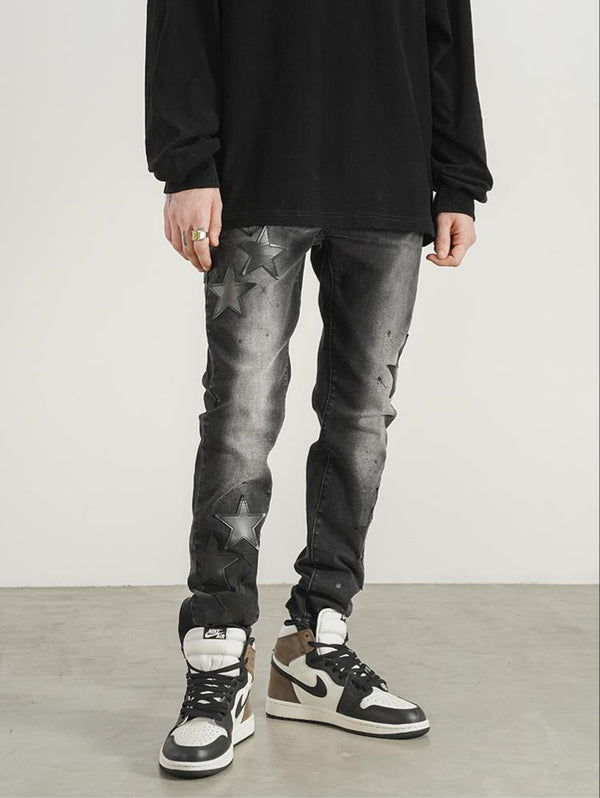 Jeans Slim Fit Estilo Industrial con Detalles de Estrella