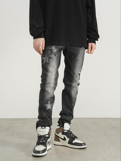 Jeans Slim Fit Estilo Industrial con Detalles de Estrella