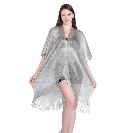 Blusa Playera con Cintas Doradas y Plateadas - Protección Solar Elegante