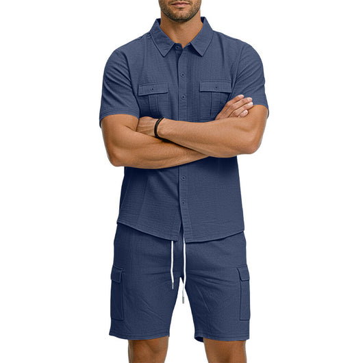 Conjunto Camisa Tipo Polo con Solapa y Shorts Multibolsillos - Image 19