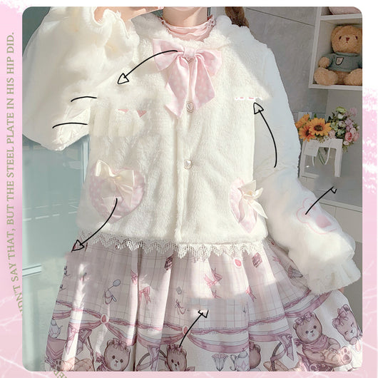Abrigo Corto Infantil con Orejas de Conejo Peluche - Image 7