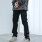 Pantalón Denim Negro Slim con Bota Abierta