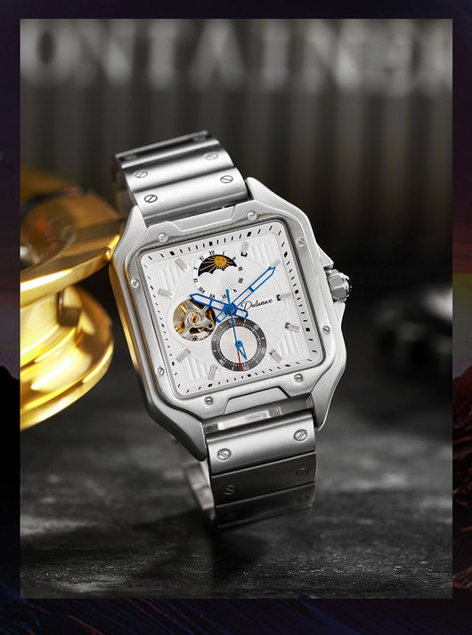 Reloj Mecánico Automático Cuadrado Impermeable con Diseño Calado para Hombre - Image 17