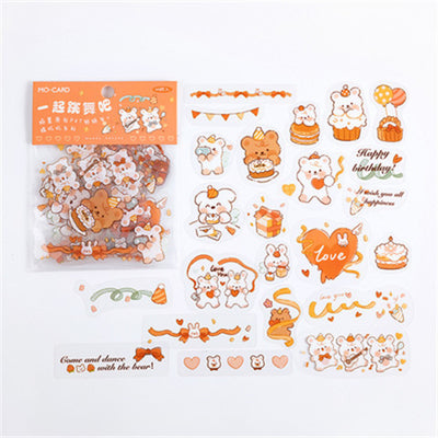 Cute cartoon animal stickers featuring bears and rabbits in various daily activities, packaged and displayed. - Image 9