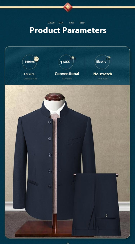 Traje Slim Fit Cuello Mao Juvenil Elegancia Moderna - Image 8