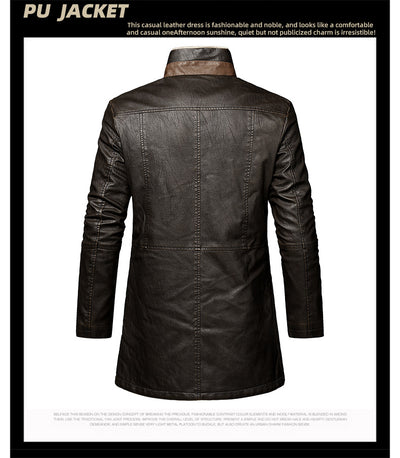 Abrigo de Cuero PU Talla Grande para Hombre - Corte Extendido - Image 9