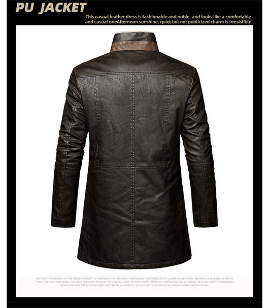 Abrigo de Cuero PU Talla Grande para Hombre - Corte Extendido - Image 9