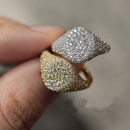 Anillo de Plata 925 Cuadrado Diamantado Estilo Minimalista Frío - Image 9