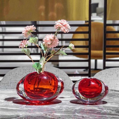 Jarrón de Cristal Rojo Brillante Forma Oliva - Arreglos Florales y Decoración - Image 10