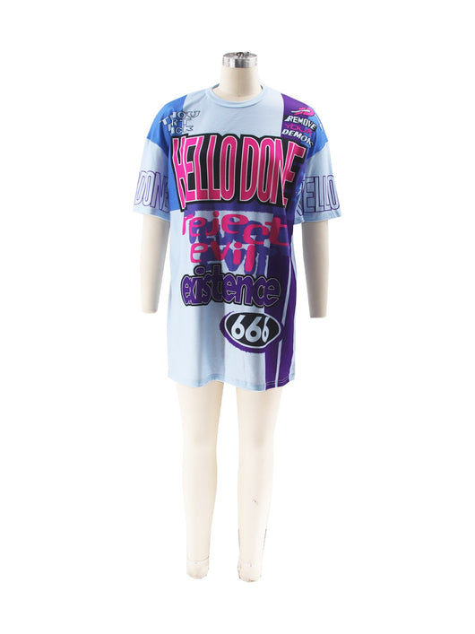 Polera Cuello Redondo Oversized Letras Multicolor Estilo Urbano - Image 73
