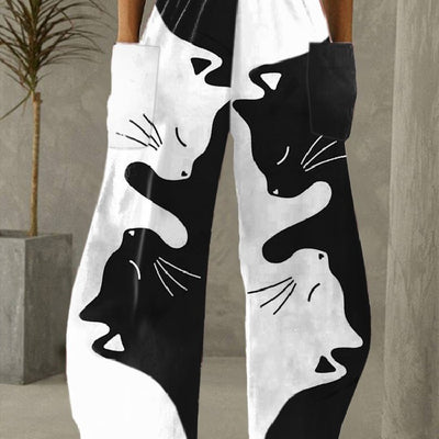 Pantalones Anchos con Cintura Elástica Estampados para Casa - Image 3