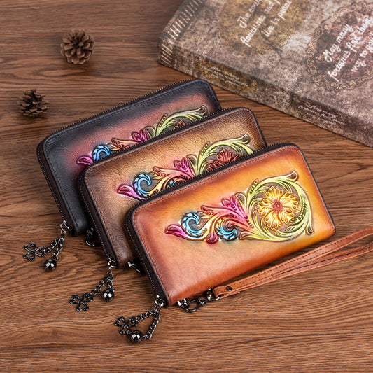 Bolso de Cuero Genuino Marrón Mediano para Mujer