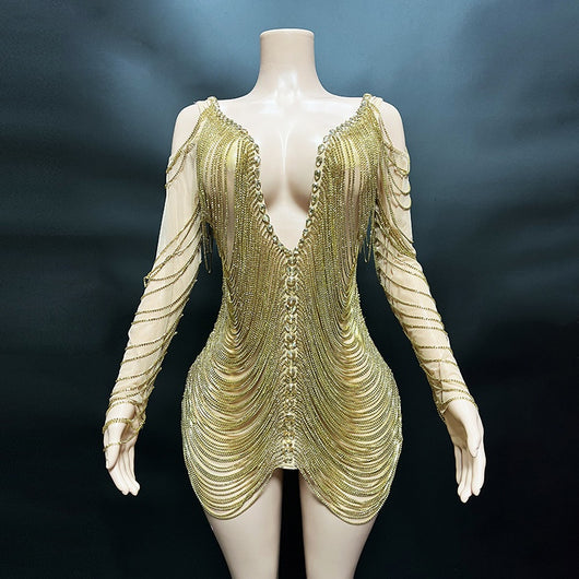 Falda Cintura Alta con Cadena de Cristales y Borla Reductora - Image 26