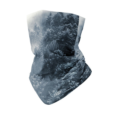Polyester neck gaiter with a dynamic blue and white ocean wave pattern, suitable for fishing and outdoor activities. - Image 3