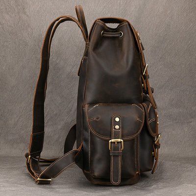 Mochila de Viaje Cuero Crazy Horse Capacidad Jumbo con Solapa Frontal - Image 15