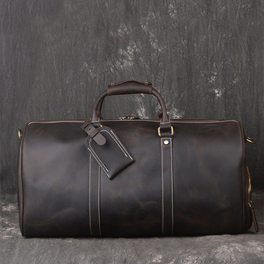 Bolsa de Viaje Retro en Cuero Genuino - Gran Capacidad Portátil para Hombre - Image 2