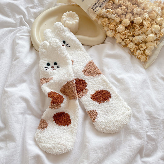 Calcetines Térmicos Japoneses de Tubo Medio con Forro de Coral Fleece para Invierno - Image 28