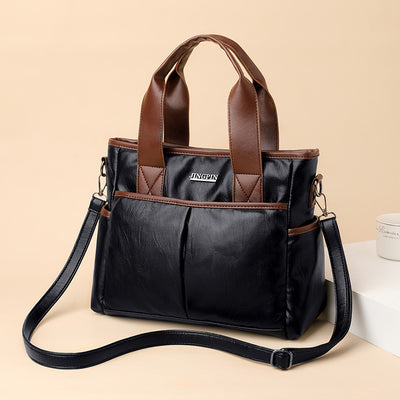 Bolso Mensajero de Cuero con Contraste Retro - Image 8
