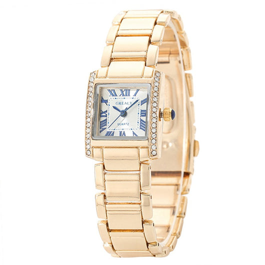Reloj de Mujer Rectangular Elegante con Números Romanos y Detalles de Diamantes - Image 5