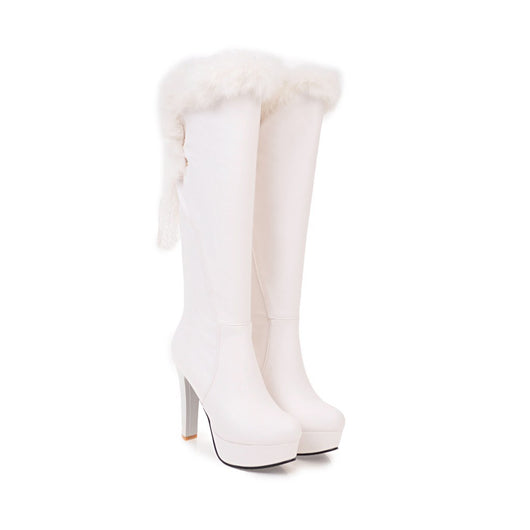 Botas Altas para Mujer con Cuello de Pelaje y Tacón Grueso - Image 13