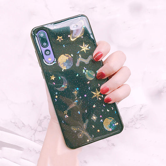 Funda de teléfono con planeta de lentejuelas transparente - Image 13