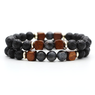 Pulsera de Piedra Volcánica Lava y Ojo de Tigre - Image 33