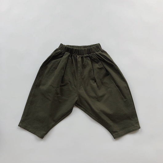 Pantalones Casuales Infantiles de Color Sólido con Cintura Elástica Estilo Literario - Image 8