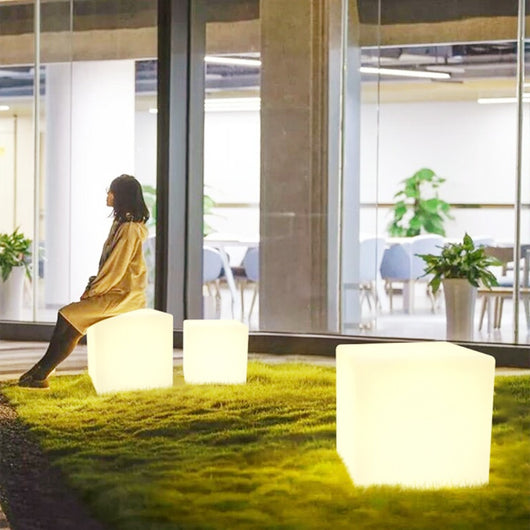 Taburete Cubo LED Luminoso Impermeable