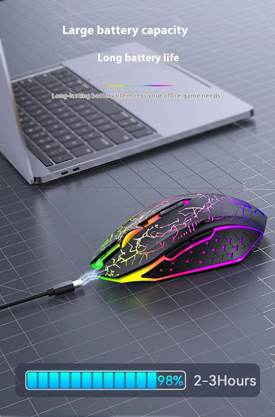 Ratón Gaming Inalámbrico Dual Mode 2.4GHz Recargable con Luz LED Respirable - Image 20